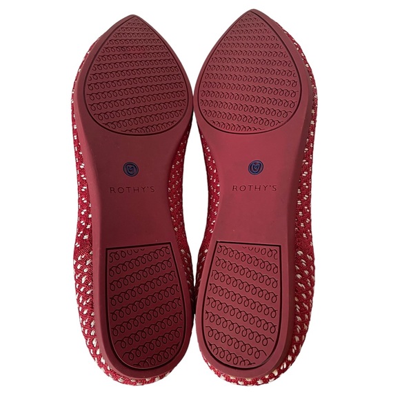 Rothy's Red and White Pointed Knit Flats - Picture 6 of 9